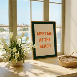 Meet Me At The Beach Print, House Coastal Wall Art, Living Decor, Summer Aesthetic Typography Poster, Unframed - thumbnail 2