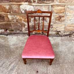 Edwardian Mahogany Nursing Chair - Antique Shell Inlay Boudoir Seat - thumbnail 2