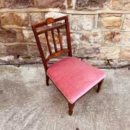 Edwardian Mahogany Nursing Chair - Antique Shell Inlay Boudoir Seat - thumbnail 4