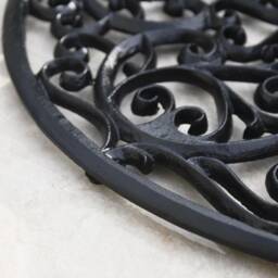 Iron Black Semi-Circle Doormat, Heart Scroll Design - thumbnail 4