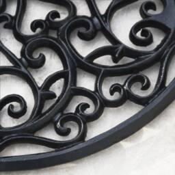 Iron Black Semi-Circle Doormat, Heart Scroll Design - thumbnail 3