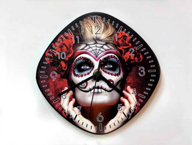 Day Of The Dead Sugar Skull Catrina Calavera Makeup - Wall Clock - image 1