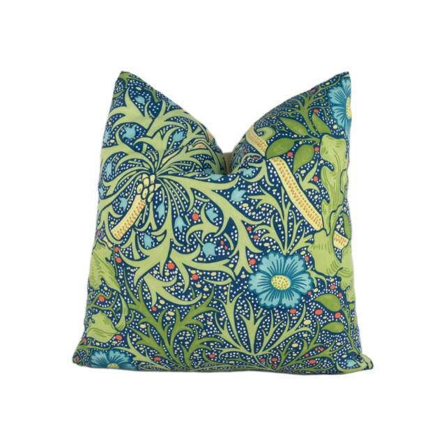 William Morris - Seaweed Cobalt/Thyme Cushion Cover Throw Pillow Designer Home Decor - image 1