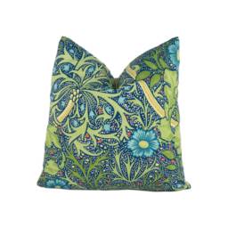 William Morris - Seaweed Cobalt/Thyme Cushion Cover Throw Pillow Designer Home Decor - thumbnail 1