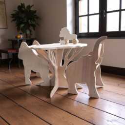 Woodland Animal Kids Table & Chairs Set - Handcrafted Plywood Furniture