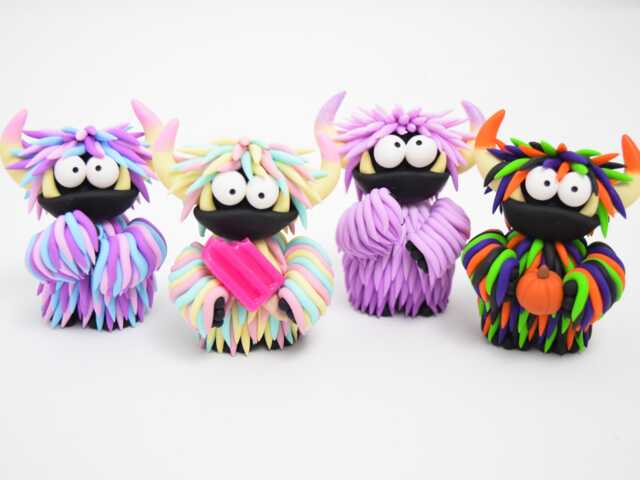 Hairy Monster Figurines - Handmade Polymer Clay Creatures - image 1
