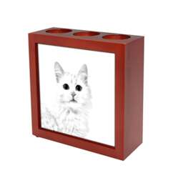 Turkish Van - Wooden Stand For Candles/Pens With The Image Of A Cat New Collection