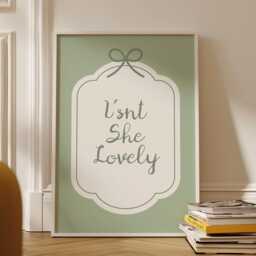 Isn't She Lovely Sage Green Print, Daily Affirmation Poster, Cute Self Love Quote Wall Art , Girls Bedroom Decor, Girly Minimalist - thumbnail 2