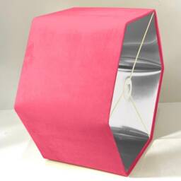 New Luxury Premium Quality Hexagon Velvet Lamp Shade Pendant Light Candy Pink With Brushed Gold Lining - thumbnail 2