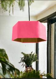 New Luxury Premium Quality Hexagon Velvet Lamp Shade Pendant Light Candy Pink With Brushed Gold Lining