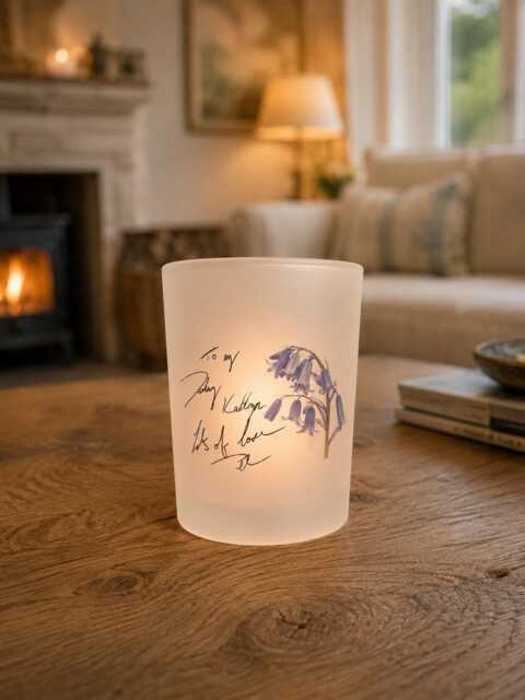 Personalised Handwriting Candle Holder, Actual Keepsake Gift, Memorial Remembrance - Optional Led Tealight - image 1
