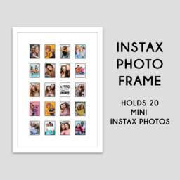 Multi Aperture Photo Frame - Holds 20 Instax Mini Photos White Mount With Black Bevel Edge - thumbnail 1