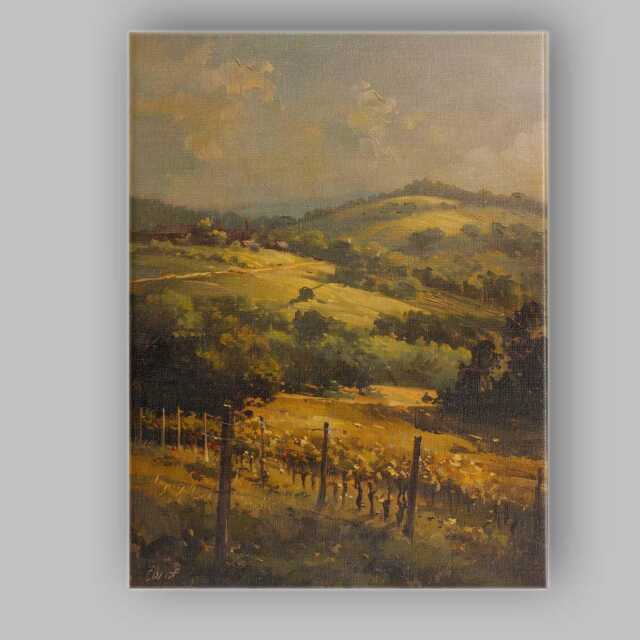 Golden Vineyard Rolling Hills Rural Countryside Landscape Canvas Wall Art Print Decor Picture Ready To Hang - image 1
