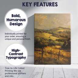 Golden Vineyard Rolling Hills Rural Countryside Landscape Canvas Wall Art Print Decor Picture Ready To Hang - thumbnail 2