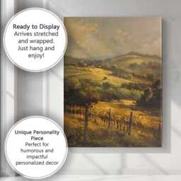 Golden Vineyard Rolling Hills Rural Countryside Landscape Canvas Wall Art Print Decor Picture Ready To Hang - thumbnail 3
