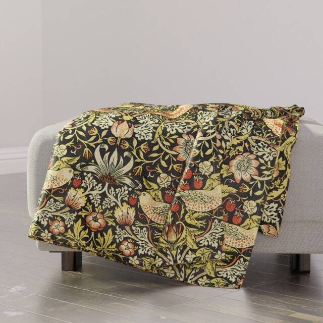 Morris Inspired Throw Blanket - Victorian Birds Arts & Crafts Strawberry Thief Soft By Peacoquettedesigns - image 1
