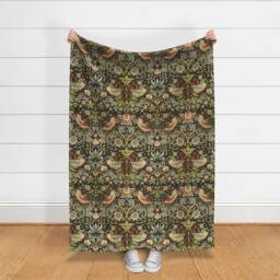 Morris Inspired Throw Blanket - Victorian Birds Arts & Crafts Strawberry Thief Soft By Peacoquettedesigns - thumbnail 3