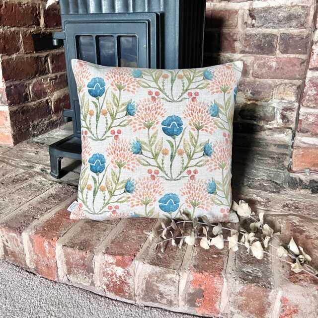1641. Damson Orange Linen Look 100% Cotton Cushion Cover - image 1