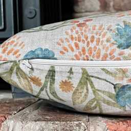 1641. Damson Orange Linen Look 100% Cotton Cushion Cover - thumbnail 2