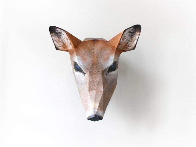 Deer Mask - Printed Paper Faux Taxidermy Eco-Friendly Recycled Card Animal Hat- Craft Kit Fun Woodland Wall Art - image 1