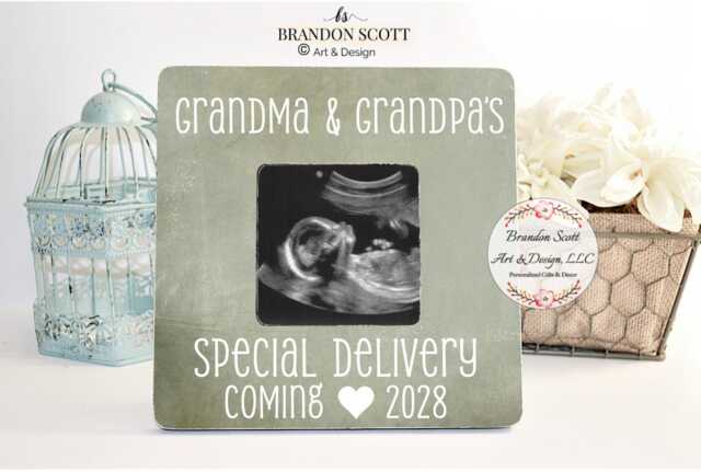 Personalized Ultrasound Picture Frame Pregnancy Announcement Gift, Grandma Gift, Gift For Grandmother, Pregnancy Reveal To - image 1