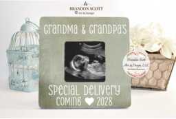 Personalized Ultrasound Picture Frame Pregnancy Announcement Gift, Grandma Gift, Gift For Grandmother, Pregnancy Reveal To - thumbnail 1