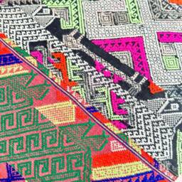 Vintage Embroidered Silk Textile Ethnic Piece Of Tradition Costume Pillow Cover - thumbnail 3