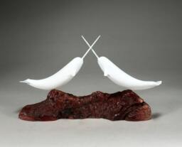 Narwhal Duo Sculpture Statue By John Perry 14In Long Decor Art - thumbnail 1