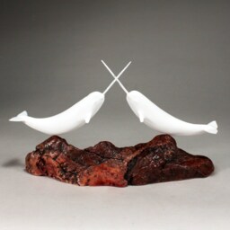 Narwhal Duo Sculpture Statue By John Perry 14In Long Decor Art - thumbnail 2