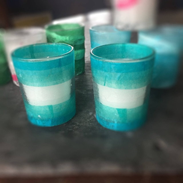 Hand-Decorated Pair Of Votive Holders
