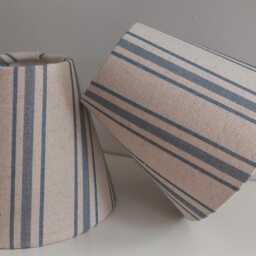Blue Ticking Stripes Candle Clip Lampshade - thumbnail 3