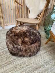 Caramel(Dark Tip Genuine Sheepskin Poufee, Footstool, Caramel Footstool - thumbnail 1