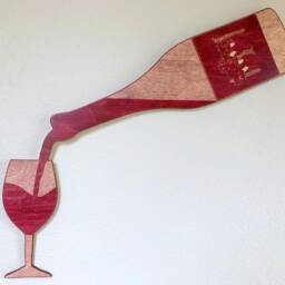 Handcrafted Wine Bottle & Glass Wood Wall Art Plaque - thumbnail 2