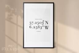 Coordinates Print - Couples Anniversary Wedding Gift Wall Decor Engagement Valentine's Day New Home Paper Gift Aesthetic - thumbnail 1