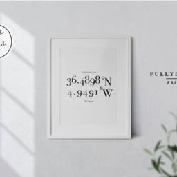 Coordinates Print - Couples Anniversary Wedding Gift Wall Decor Engagement Valentine's Day New Home Paper Gift Aesthetic - thumbnail 2