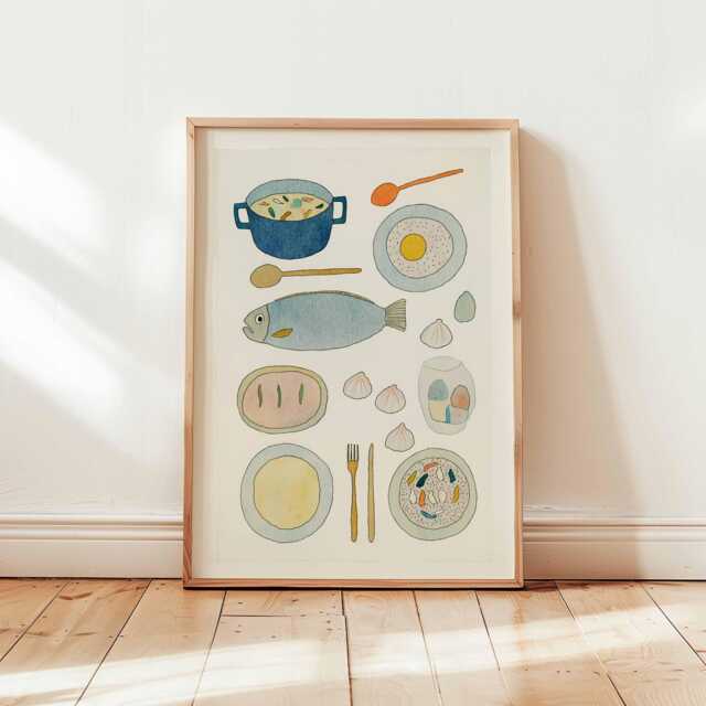 Whimsical Kitchen Art Print Watercolor Food Poster Cute Culinary Wall Decor Dining Room Unframed Illustration For Lovers - image 1