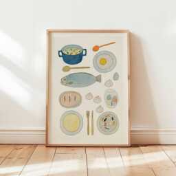 Whimsical Kitchen Art Print Watercolor Food Poster Cute Culinary Wall Decor Dining Room Unframed Illustration For Lovers - thumbnail 1