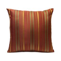 Copper Pillow, Throw Pillow Cover, Decorative Cushion Pillowcase, Accent Satin Blend, Gold & Red Stripes - thumbnail 1
