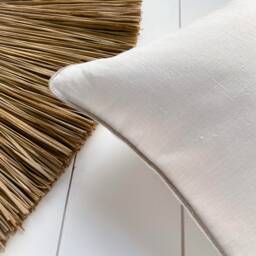 Off White Washed Linen Pillow Cases With Contrast Piped Edge in Natural Linen/ Soft Cream Cushion Covers Edge/ - thumbnail 2