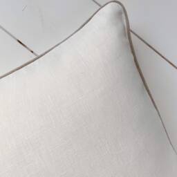 Off White Washed Linen Pillow Cases With Contrast Piped Edge in Natural Linen/ Soft Cream Cushion Covers Edge/ - thumbnail 4