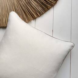 Off White Washed Linen Pillow Cases With Contrast Piped Edge in Natural Linen/ Soft Cream Cushion Covers Edge/ - thumbnail 3