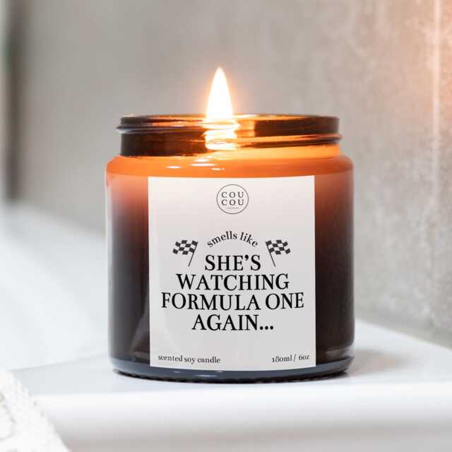 F1 Gift For Him Or Her, Watching Formula One Again Candle, Funny - image 1