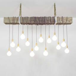 6Ft Beam Wrapped Rustic Chandelier - Industrial Modern Lighting Commercial Bar Restaurant Faux Reclaimed Wood - thumbnail 2
