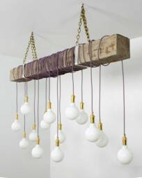 6Ft Beam Wrapped Rustic Chandelier - Industrial Modern Lighting Commercial Bar Restaurant Faux Reclaimed Wood
