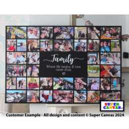 Our Family Quote Photo Collage Personalised Unique Wall Art Framed Canvas Print Wife Husband Mum Dad Friend Birthday Mothers Day Gift - thumbnail 1