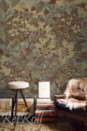 Gold Flowers - Removable Wallpaper, Repositionable, Nursery, Renters Design, Peel & Stick, Wall Mural, Reusable, Paper #46 - thumbnail 1