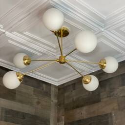 Suay Modern 6 Light 6In Globe Sputnik Mid Century Industrial Hanging Chandelier - thumbnail 3
