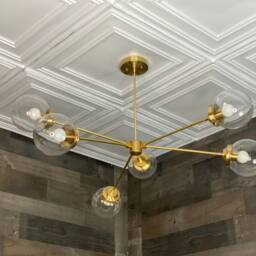 Suay Modern 6 Light 6In Globe Sputnik Mid Century Industrial Hanging Chandelier - thumbnail 2