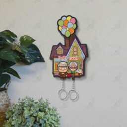 Personalized Carl & Ellie Movie Up Key Holder, Up Inspired Keychain, Balloon House, Perfect Home Decor, Anniversary Gift - thumbnail 3