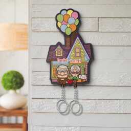 Personalized Carl & Ellie Movie Up Key Holder, Up Inspired Keychain, Balloon House, Perfect Home Decor, Anniversary Gift - thumbnail 2